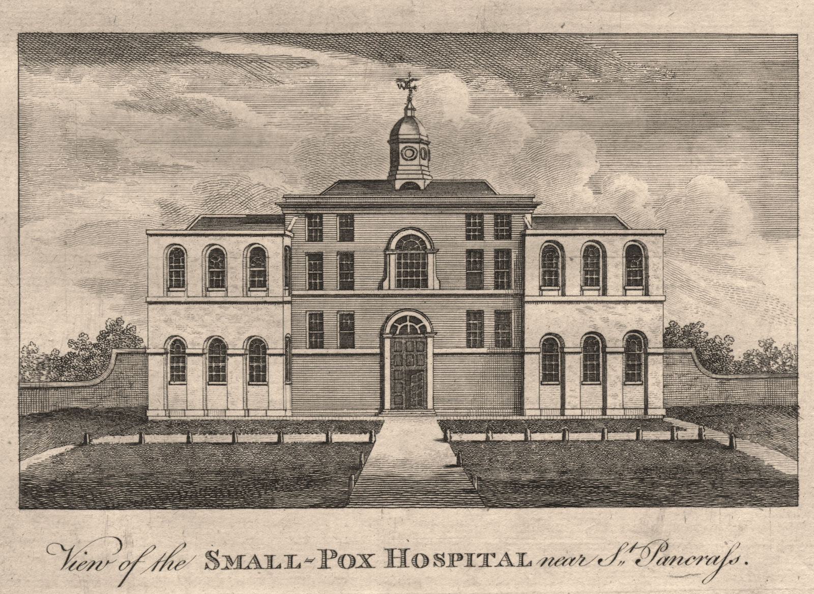 The Smallpox Hospital, near St Pancras. Site of the station. HARRISON 1776